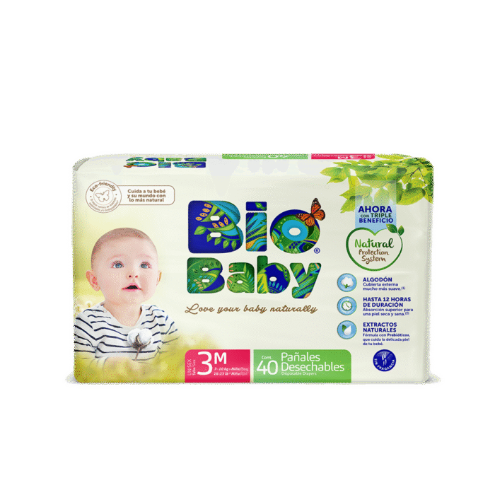 Pañal BioBaby M. 7 a 10kg. 40un. - Imagen 1