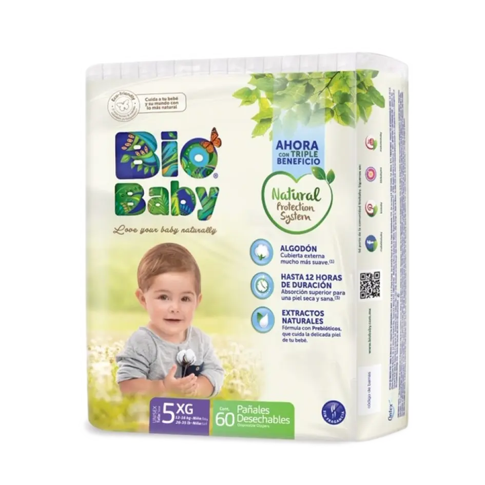 biobaby 5g Pañal BioBaby XG. 11 a 14kg. 60un. - Imagen 1
